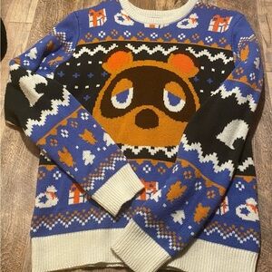 Blue Animal Crossing Christmas Sweater